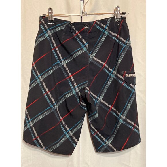 Quiksilver Size 10 Kids Plaid Board Shorts With Pocket & Drawstring Closure - Picture 2 of 12